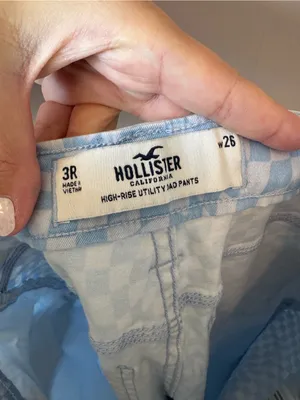 Hollister Women's Blue Checkered High Rise Utility Dad Pants Size 26/3 Regular thumbnail 2