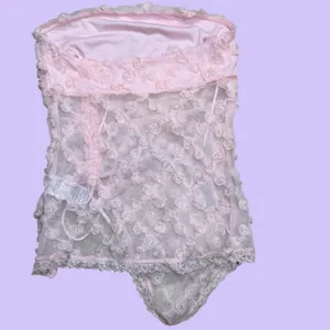 Kimchi Blue Pink Rosette Mesh Strapless Tube Top Women‎ Size Small Coquette thumbnail 3