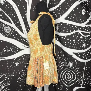 Free People Cream Romper with Orange Floral Print thumbnail 2