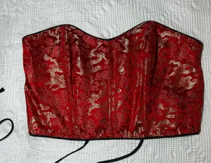 VINTAGE Victoria's Secret Women's Red and Gold Dragon Corset 1999 thumbnail 1