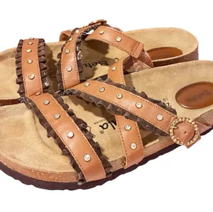 Birkenstock Betula Rhinestone Stud Brown Leather Strappy Sandals Size 9 thumbnail 1