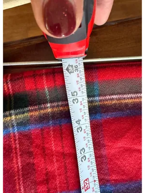 V. Fraas Cashmink Red Tartan Plaid Scarf with Fringe thumbnail 7