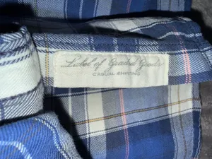 L.O.G.G. H&M Label of Graded Goods Blue Plaid Flannel Shirt with Elbow Patches thumbnail 4