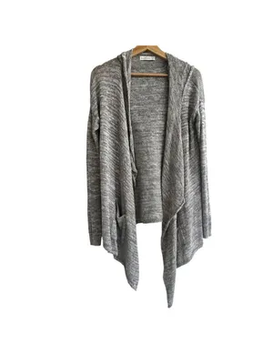 Abercrombie & Fitch Gray Open Front Hooded Cardigan Pockets XS/S thumbnail 2