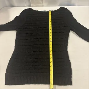 Lauren‎ Ralph Lauren Sweater Medium Cotton Blend Knit Crochet Open Weave Black thumbnail 9