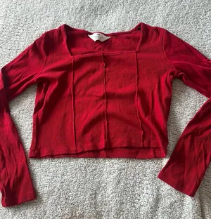 H&M Red Ribbed Long Sleeve Top thumbnail 1