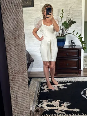 Missguided Ivory Corset Mini Dress Size S Organza Puff Sleeve Belted thumbnail 10