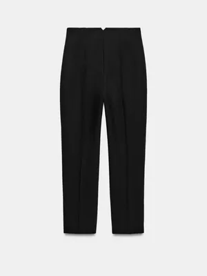 ZARA Black High Waist Front Seam Straight Leg Tailored Trousers Pants Size S thumbnail 14