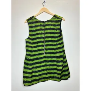 Marni Sleeveless Top Womens 44 Green Black Chevron Silk Blend Made in Italy thumbnail 2