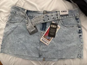 Rewash Micro Mini Skirt with Belt thumbnail 1