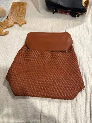 Vegan Leather Hand-Woven Tote Handbag thumbnail 2