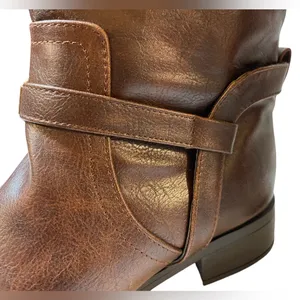 SODA Brown Knee High Faux Leather Rear Lacing Boots NIB - Size 6 thumbnail 2
