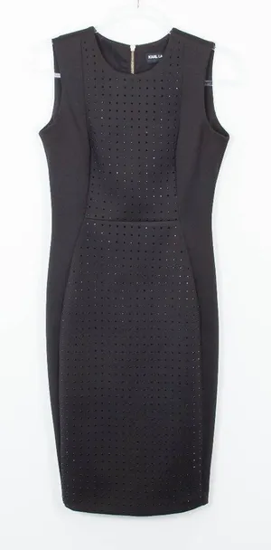 Karl Lagerfeld Black Embellished‎ Sleeveless Midi Sheath Dress Size 4 thumbnail 1