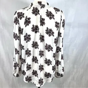 Loft long sleeve white floral print blouse top size small thumbnail 7
