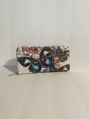 New Women Butterfly Floral Wallet Long Zip Around Purse Card Holder Organizer thumbnail 3