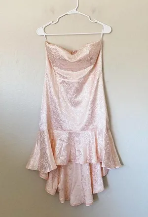 NWT Lulu’s True Romance Light Pink Floral Satin Jacquard Strapless Dress thumbnail 4