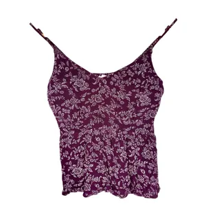 Abercrombie & Fitch Burgundy Red White Floral Smocked Peplum Cami Tank Top Sz XS thumbnail 2