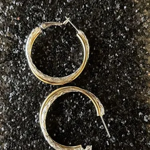 Silver and gold hoop earrings. New. Classic design. thumbnail 2