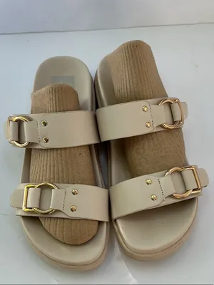 DV by Dolce Vita Neutral Beige Double Buckle Slide Sandals thumbnail 6