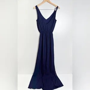 Show Me Your Mumu Kendall Maxi Dress Navy Blue V-Neck Deep‎ Back Gown Small thumbnail 5