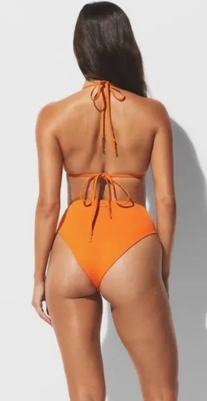 SKIMS Signature Swim Mid Waist Bikini Bottom Tangerine Orange Size M NWT thumbnail 1