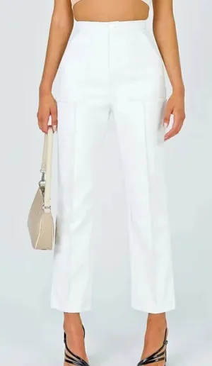 NEW Princess Polly Encore Pants White Faux Leather Women’s 2 thumbnail 1