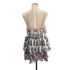 Anthropologie Celandine Straight Neck Tiered Floral Smocked Mini Dress XL thumbnail 9