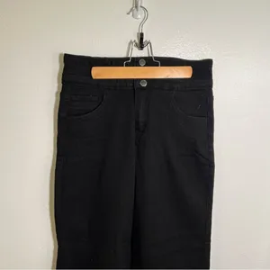 Roswear Women's Sz Medium Wide Leg High Waisted Jeans Black Three Button Stretch thumbnail 3