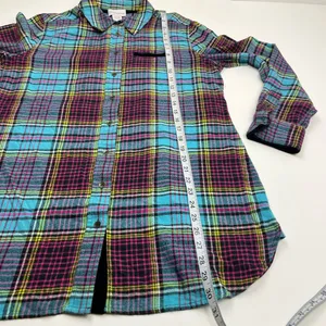 Soft Surroundings‎ Blue Plaid Highlands Flannel Button Shirt Womens Size Medium thumbnail 7