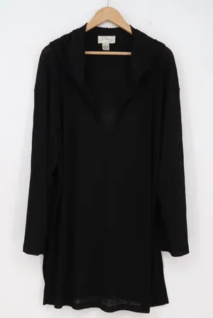 J. Valdi Cover Up Womens XL Black Hooded Ribbed V-Neck Excellent thumbnail 1