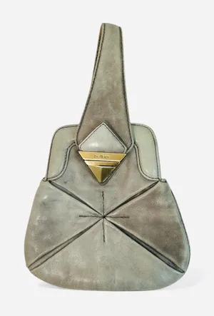 Botkier Grey Leather Looped Small Wristlet Bag RARE Origami Style thumbnail 1