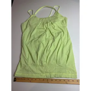 Lululemon Size 6‎ Neon yellow green Athletic Tank Top Built-In Bra Activewear thumbnail 4