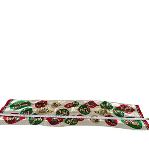 Cute VTG Christmas Cat Scarf Satin Feel Polyester Holiday Kittens Ornaments thumbnail 5