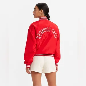 Levi’s Gold Tab Redwood Tech Baseball Jacket Women’s XL Oversized Red‎ Bomber thumbnail 2