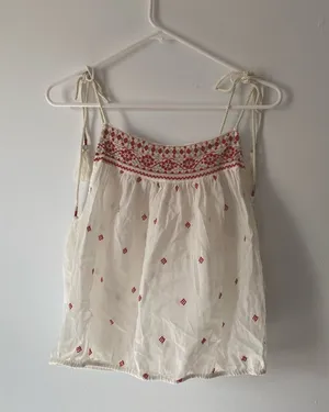 Free People loose white boho top thumbnail 1