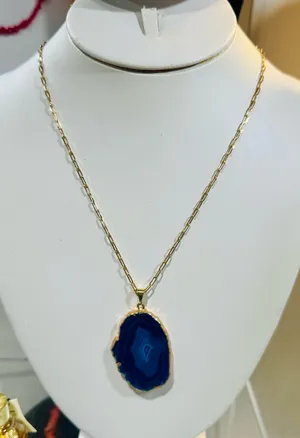 Handmade Blue Agate Pendant Necklace thumbnail 1