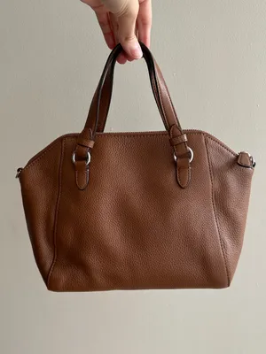 Coach Park Leather Mini Satchel, Saddle Brown Pebble Leather, Crossbody Strap thumbnail 6