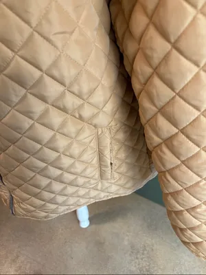 Kim Rogers Quilted Tan Jacket with Black Faux Fur Collar thumbnail 3