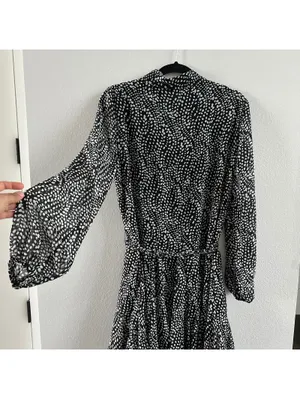 ZARA Woman Black/White Semi-sheer Printed Short Shirt Dress thumbnail 8