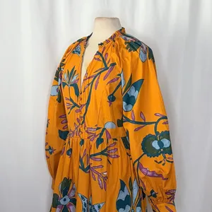 NEW!! Anthropologie LET ME BE Tropical Floral Dress Raglan Long Sleeves Large thumbnail 7