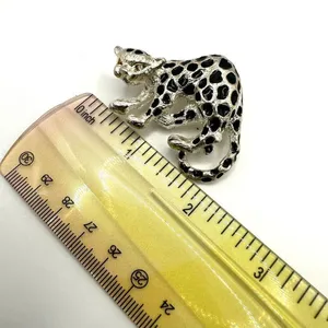 Silver tone and black jaguar brooch thumbnail 5