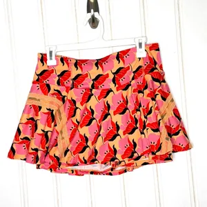 Free People Floral Print Tennis Skirt Shorts Pink Orange Pleats and Thank You L thumbnail 4
