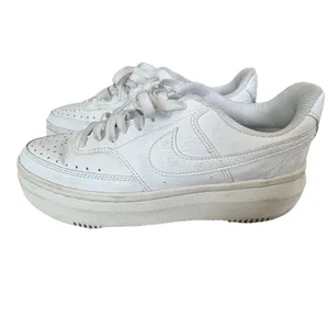 Nike Court Vision Alta Platform Sneakers Triple White Leather Women's Size 9.5 thumbnail 2