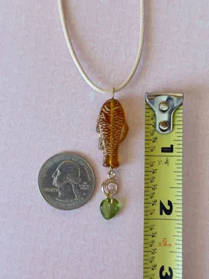 Handmade quality Czech glass amber fish boho funky necklace🌀🐟💙 thumbnail 5