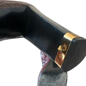 Tory Burch Allison Croc Patent Slingback Peep Toe‎ Block Heels 8 Bordeaux thumbnail 12