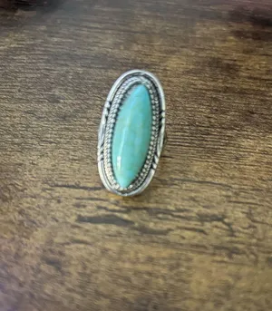 Turquoise Silvef Ring Blue Size 7.5 thumbnail 1