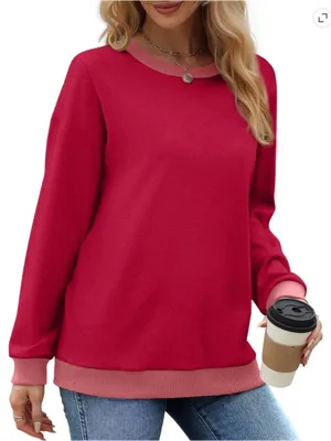 Fantaslook Women’s Crewneck Sweatshirt Pink Long Sleeve Pullover Size Medium thumbnail 3