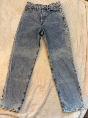 H&M Pale Blue Straight Leg button fly Jeans thumbnail 1