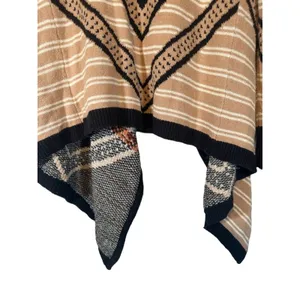 Blu Pepper Brown Peach Multi Color Aztec Mixed Print Knit Cardigan Women Sz M thumbnail 8