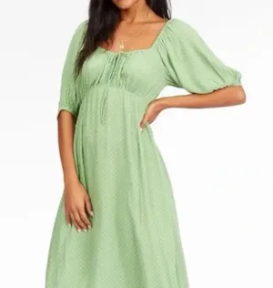 Billabong Green Midi Dress with Puff Sleeves thumbnail 1